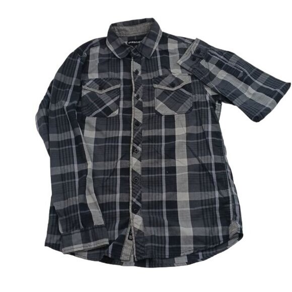Burnside Plaid Button Down Shirt Gray Long Sleeve Mens Size Small - Picture 1 of 4
